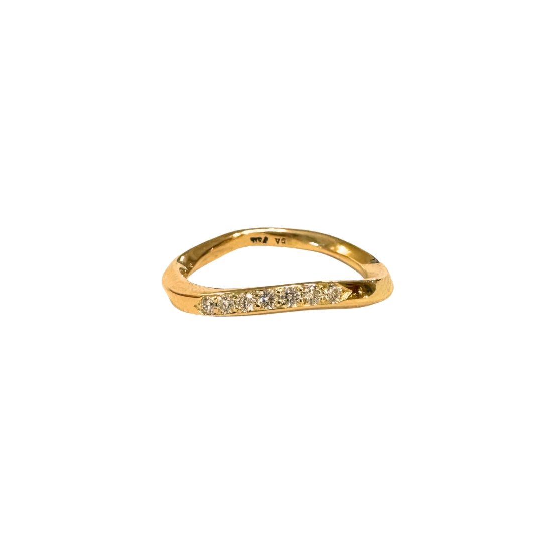 Ribbon ring med pavé diamanter, No.3, 18 karat guld
