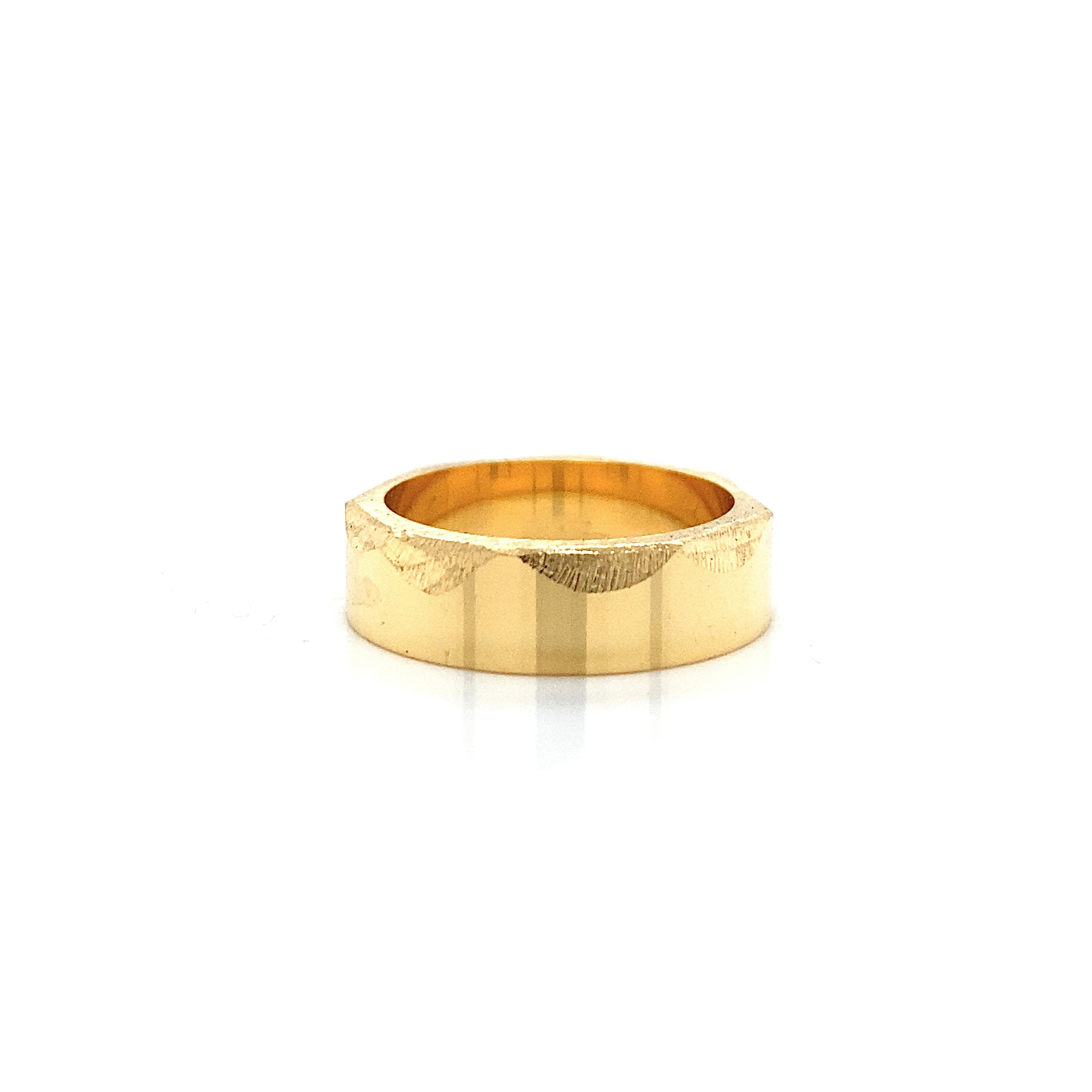 Vielsesringe, sæt No.12, Signetring, diamanter og bred herrering facetter