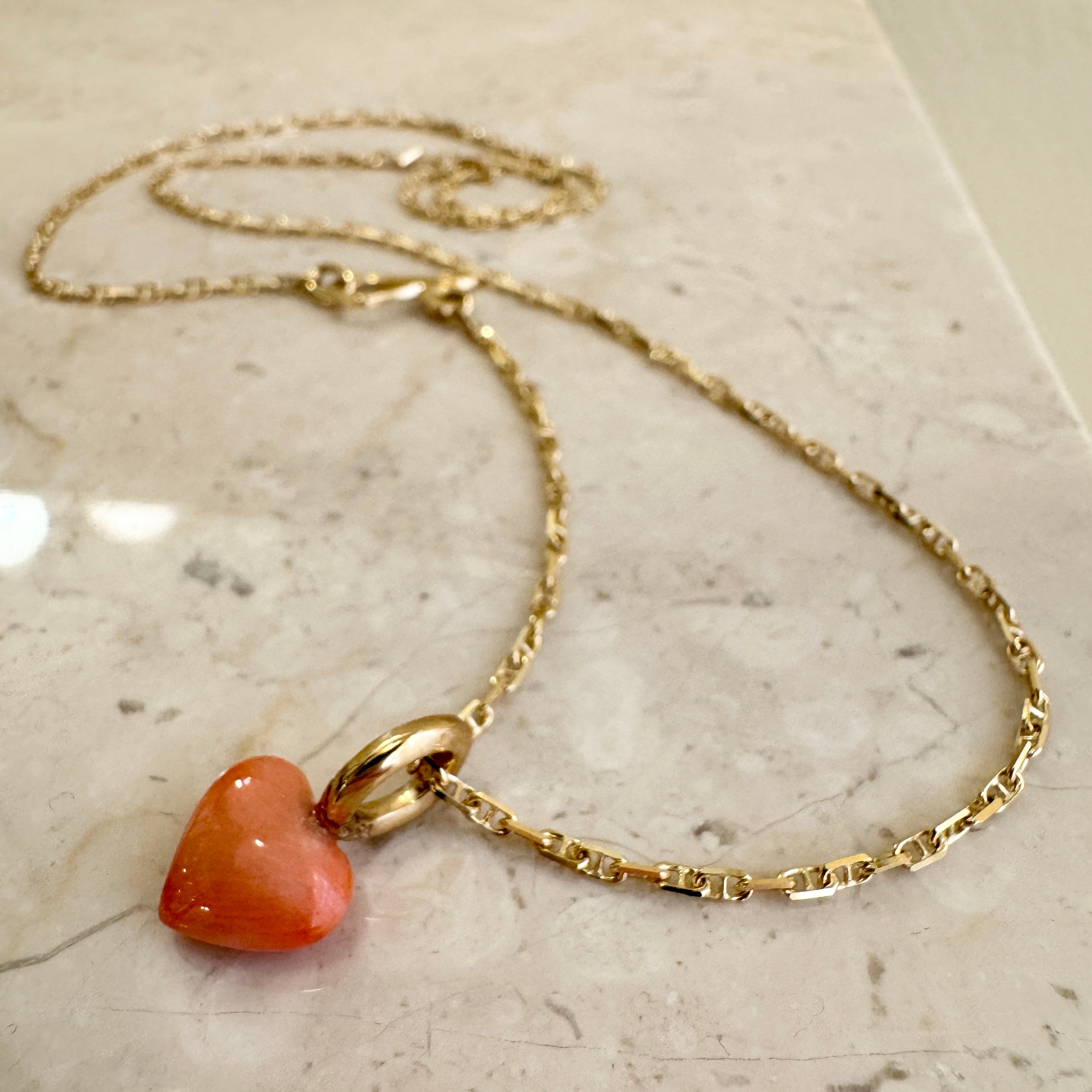 Chunky Marine kæde No.1, med koralhjerte