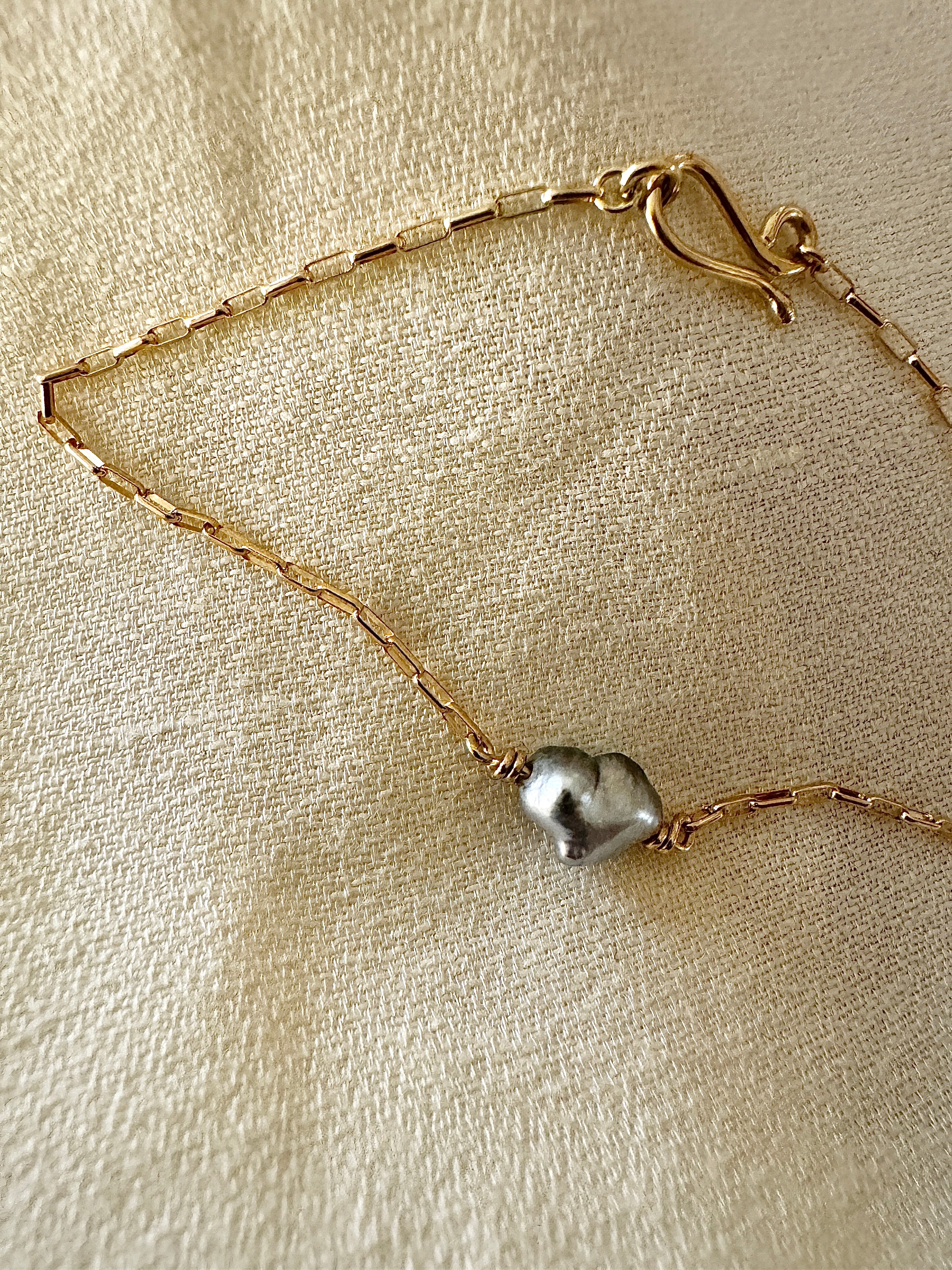 Hjerteperle på armbåndskæde, unika