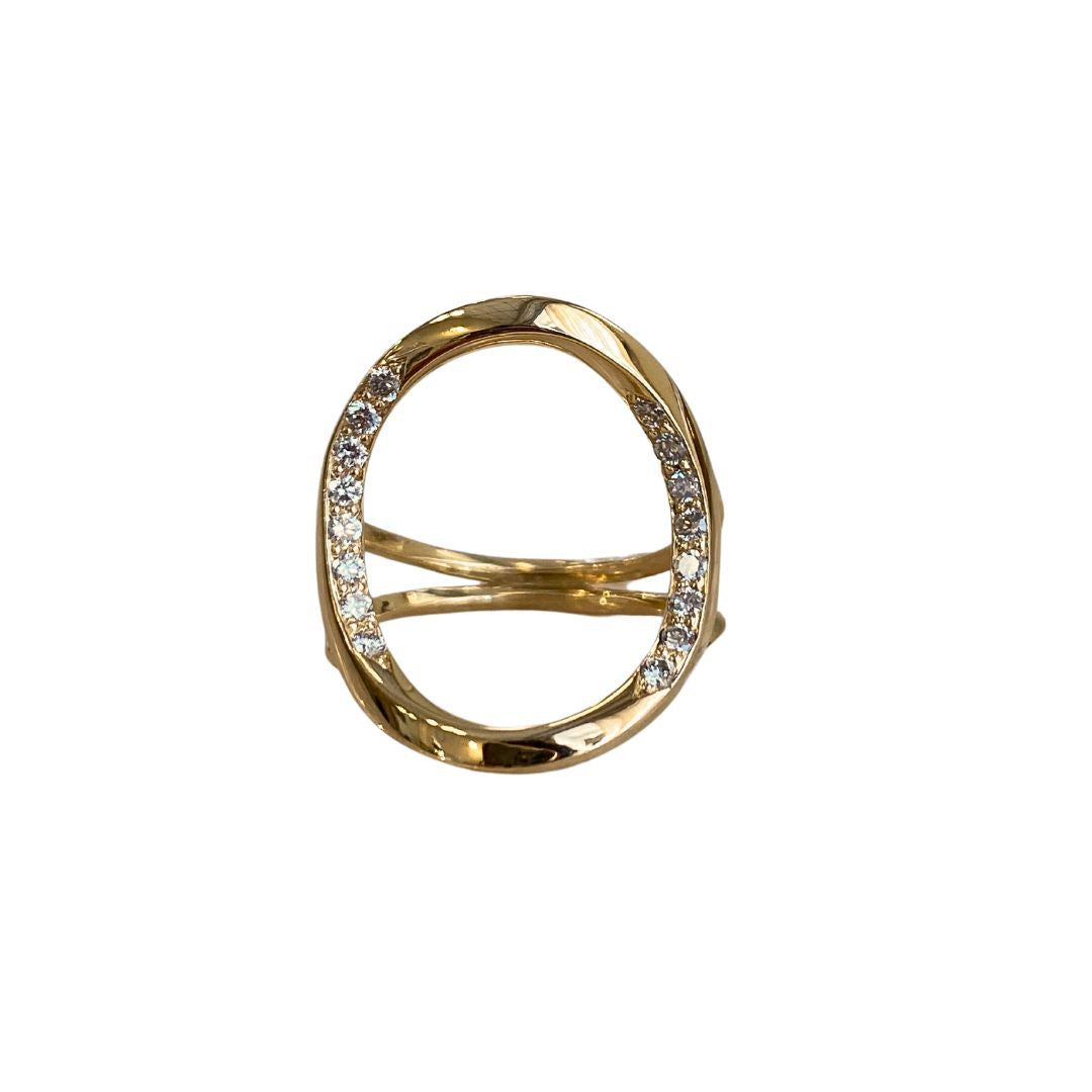 Ribbon cirkelring med pavé diamanter, kraftig