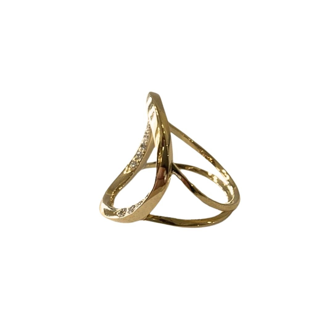 Ribbon cirkelring med pavé diamanter, kraftig