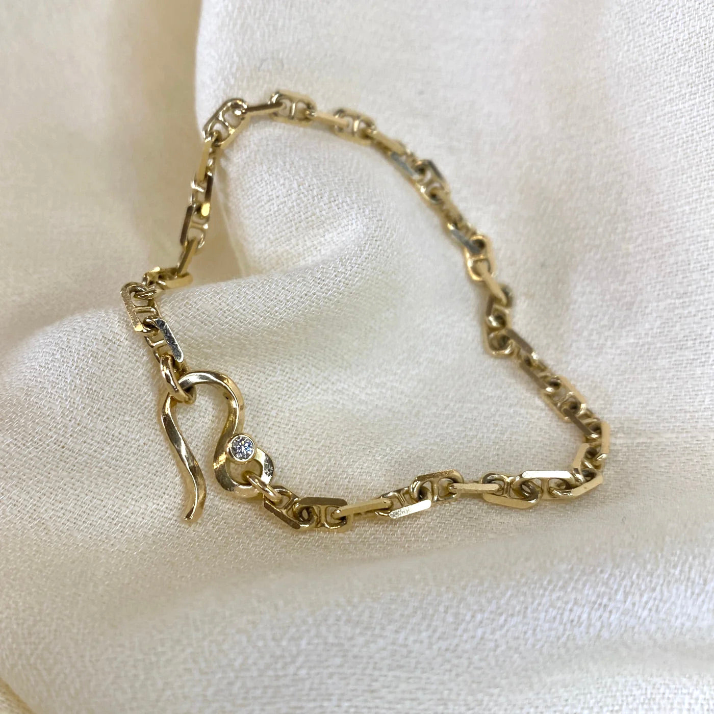 Maritim ankerfacet armbånd, No. 4 med diamant