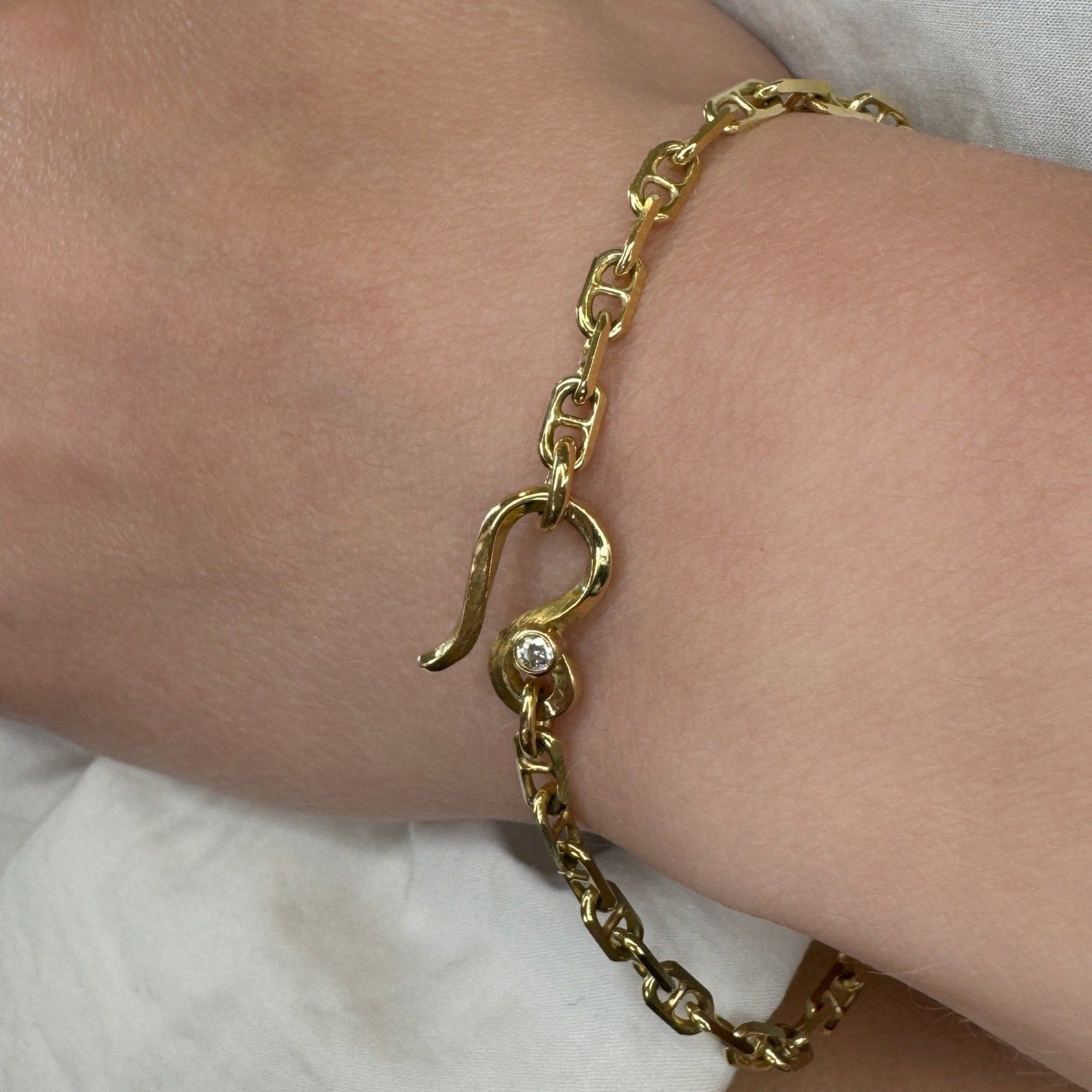 Marine armbånd chunky, No. 4 18 karat guld med diamant på lås