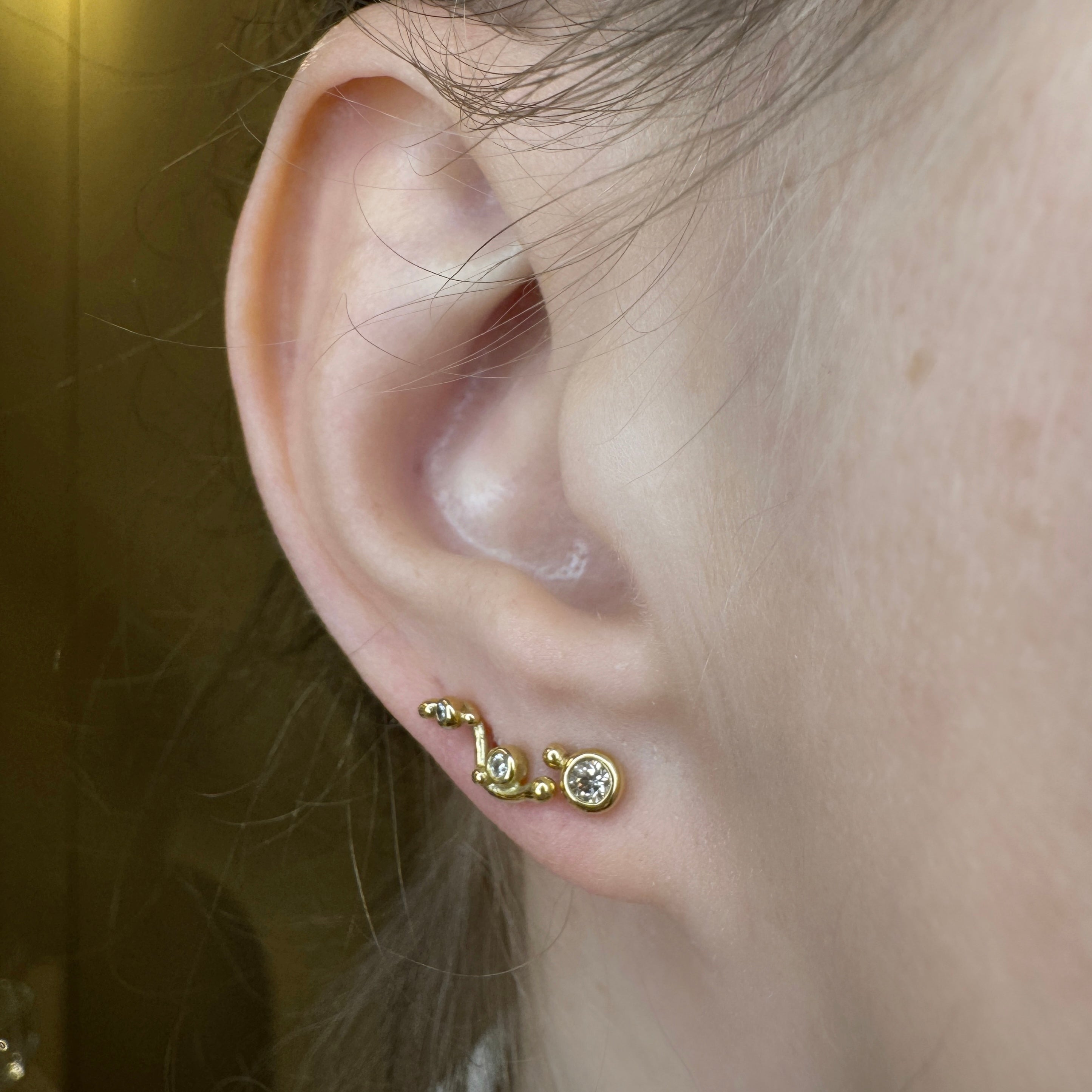 Nova earrings with diamond ball, 0.08ct champagne diamond, No.2