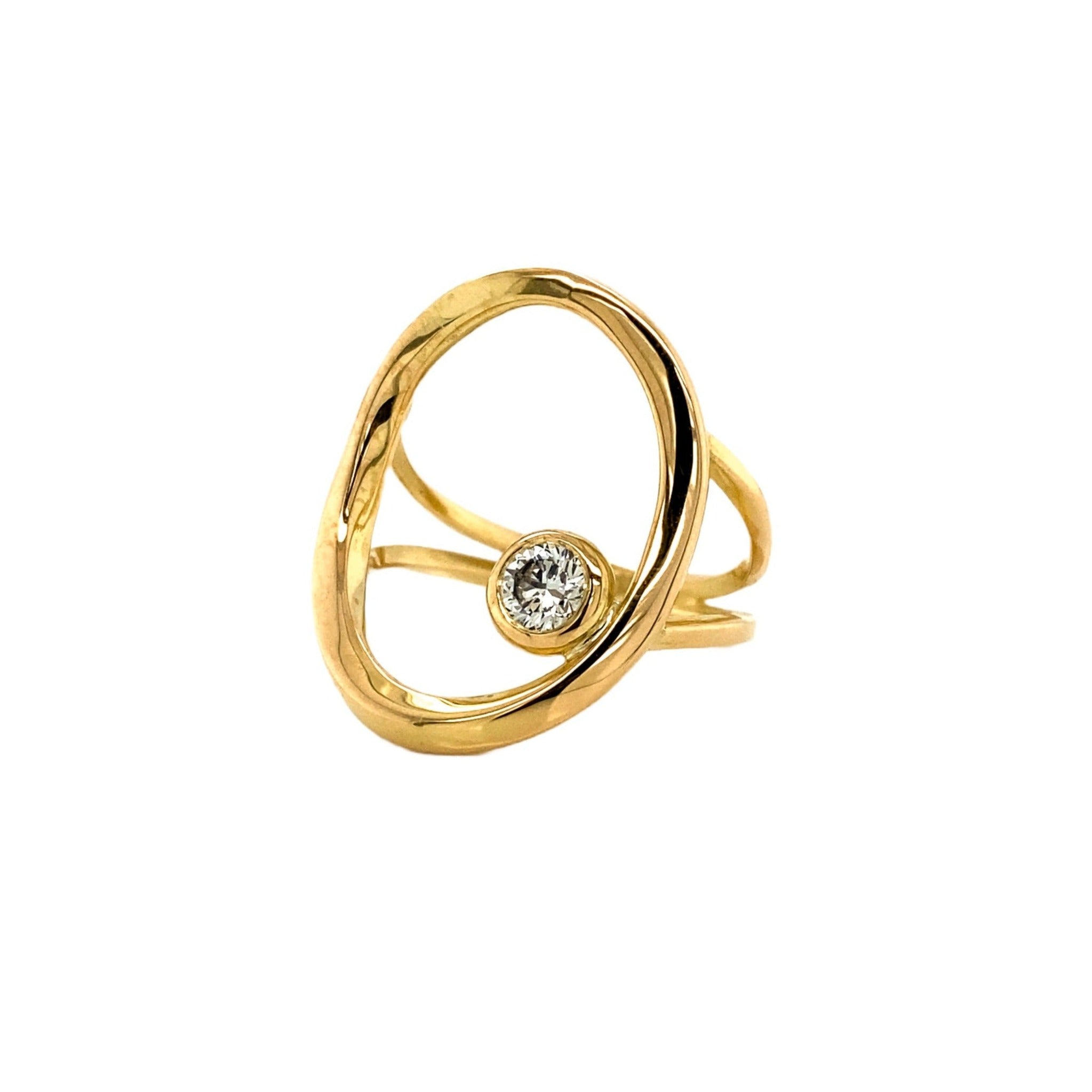 Ribbon cirkelring No. 3 med stor diamantkugle