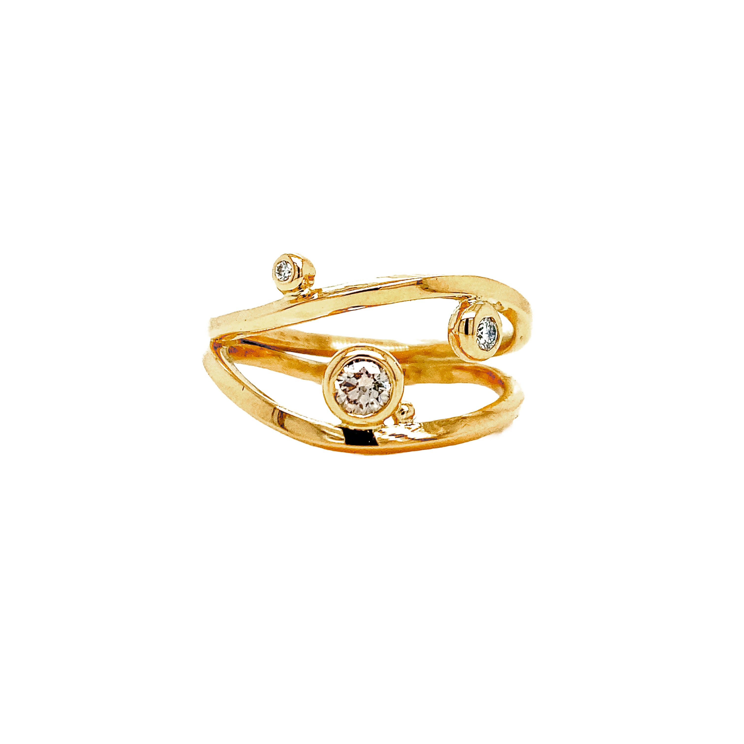 Ribbon ring, dobbelt med diamantkugler