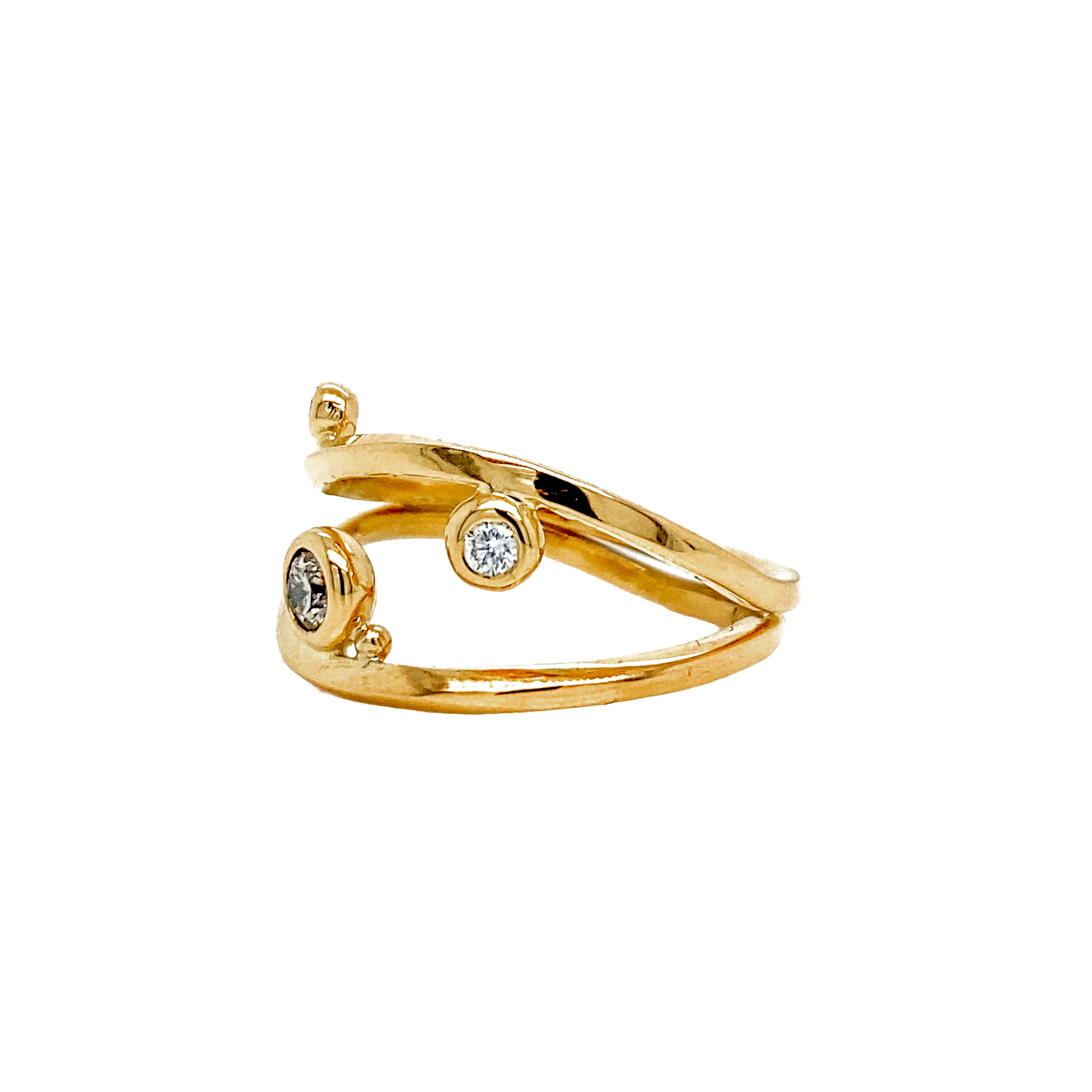 Ribbon ring, dobbelt med diamantkugler
