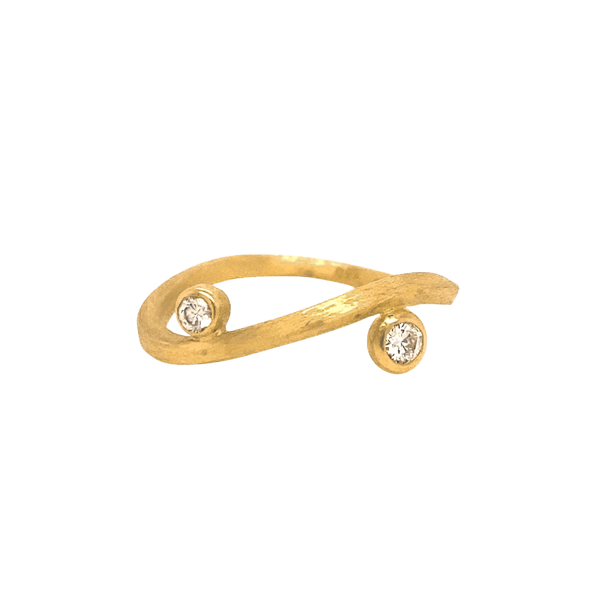 Ribbon ring med diamantkugler, 0,04 ct og 0,06 ct diamanter