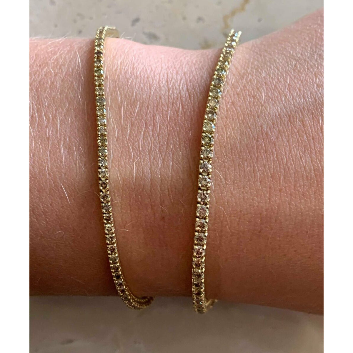 Tennisarmbånd med fancy brown / champagnefarvede diamanter