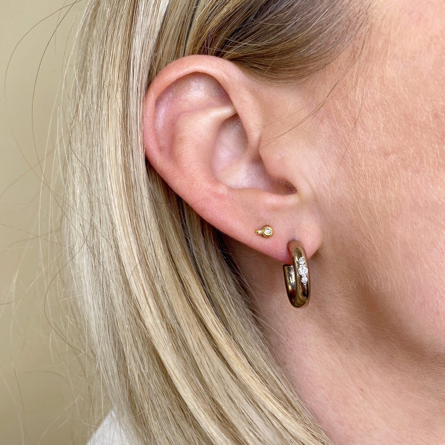 Chunky hoops with Eternity diamonds, white gold