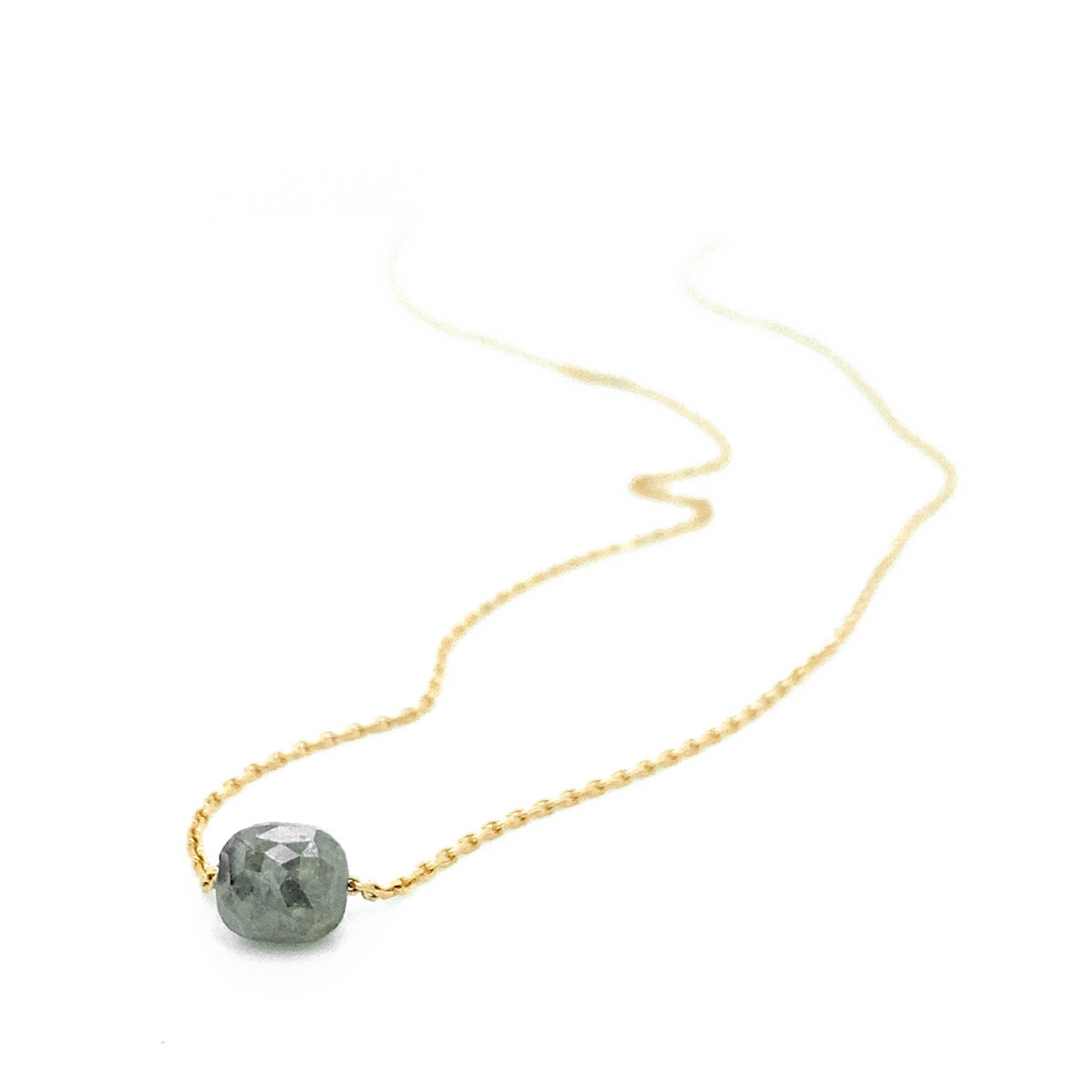 Necklace with gray rose-cut rectangular diamond ball, Unique