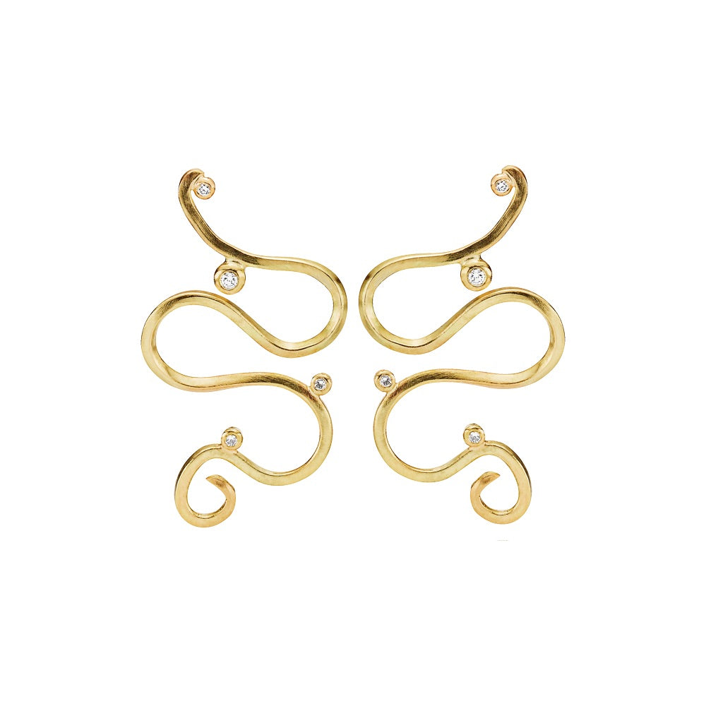 Ribbon slangeørering med diamanter