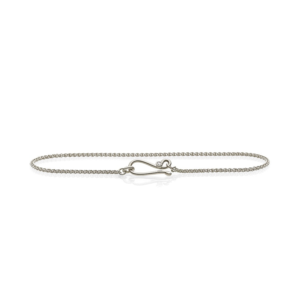 Bracelet with S-clasp, white gold