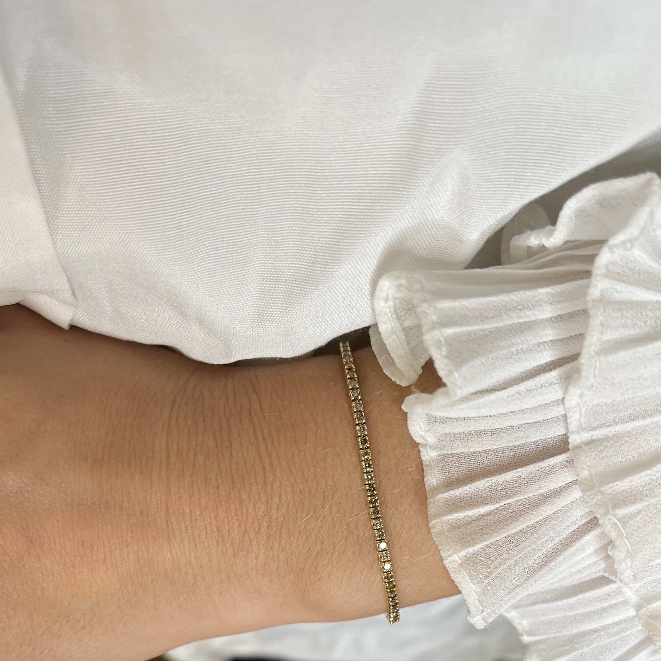 Tennisarmbånd med fancy brown / champagnefarvede diamanter