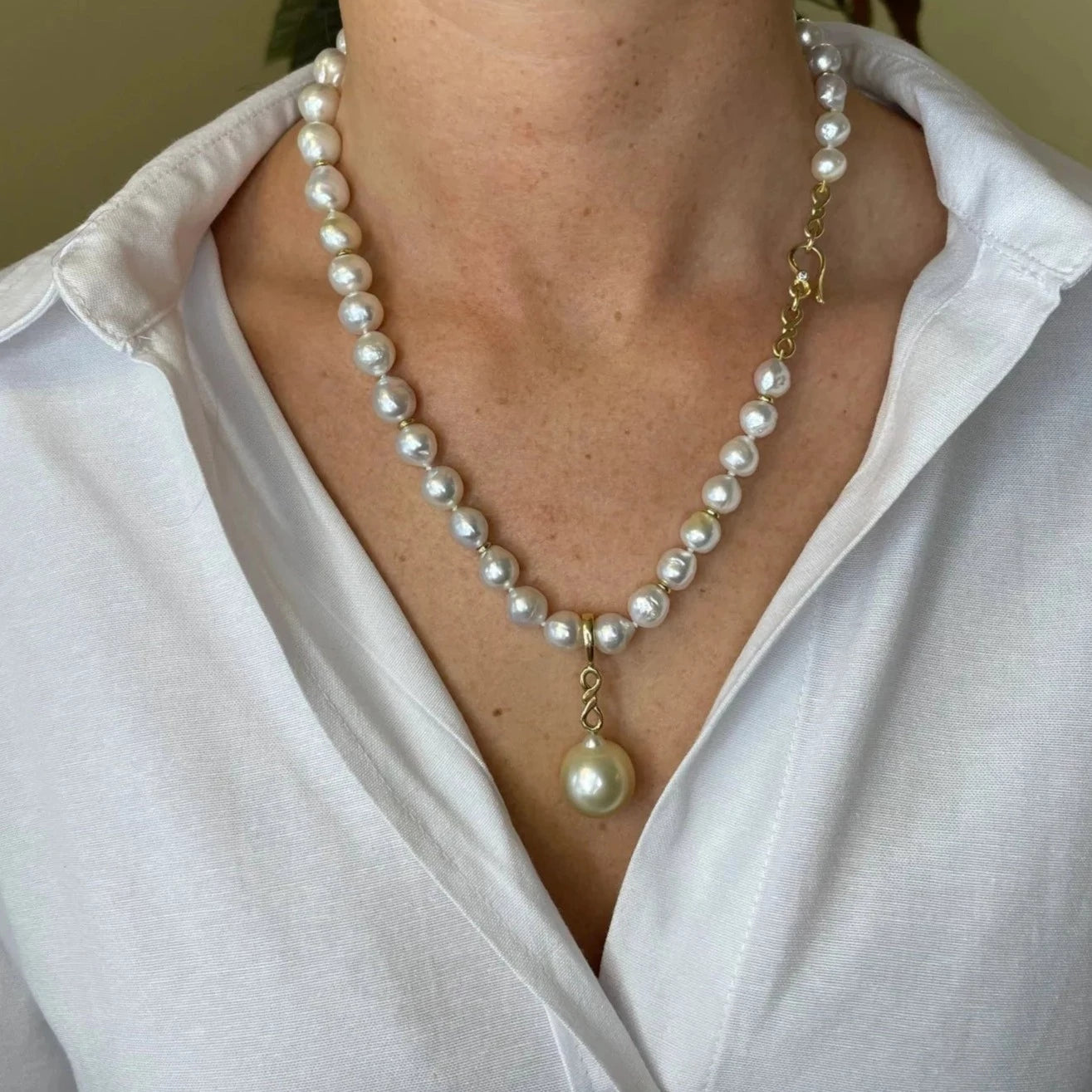 South Sea perle i eternity guldvedhæng