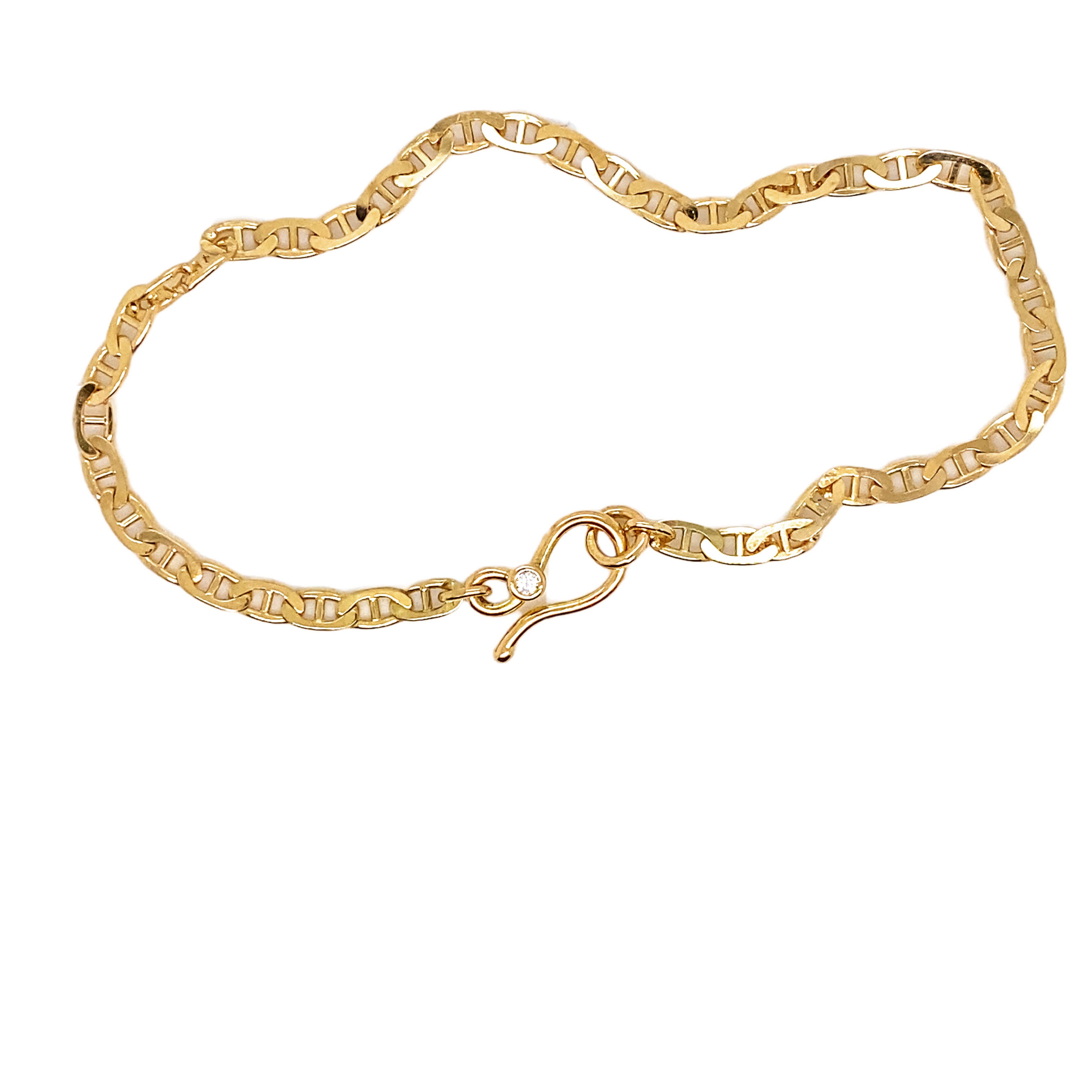 Marine armbånd i 18 karat glud, håndlavet lås med eller uden diamant