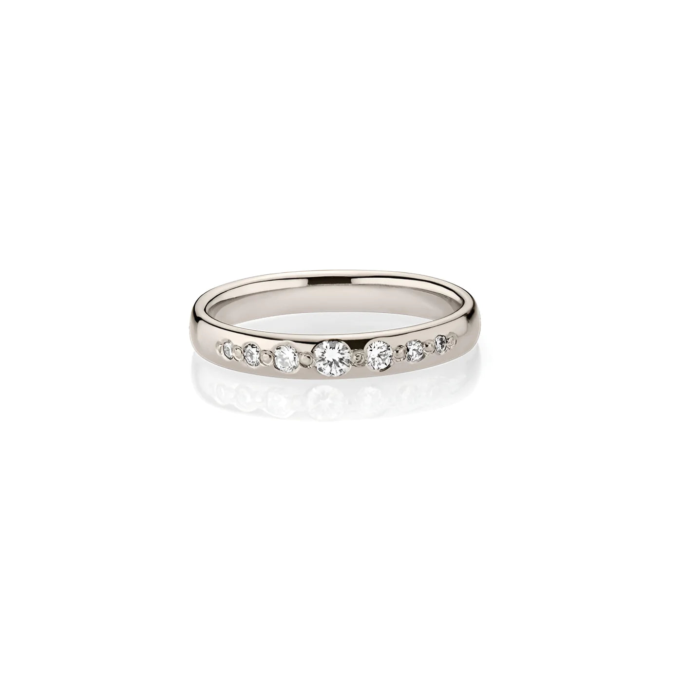Wedding rings, set No.10, oval-round with diamonds, white gold