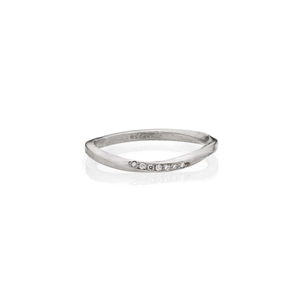 Ribbon ring med pavé diamanter, No.2, hvidguld