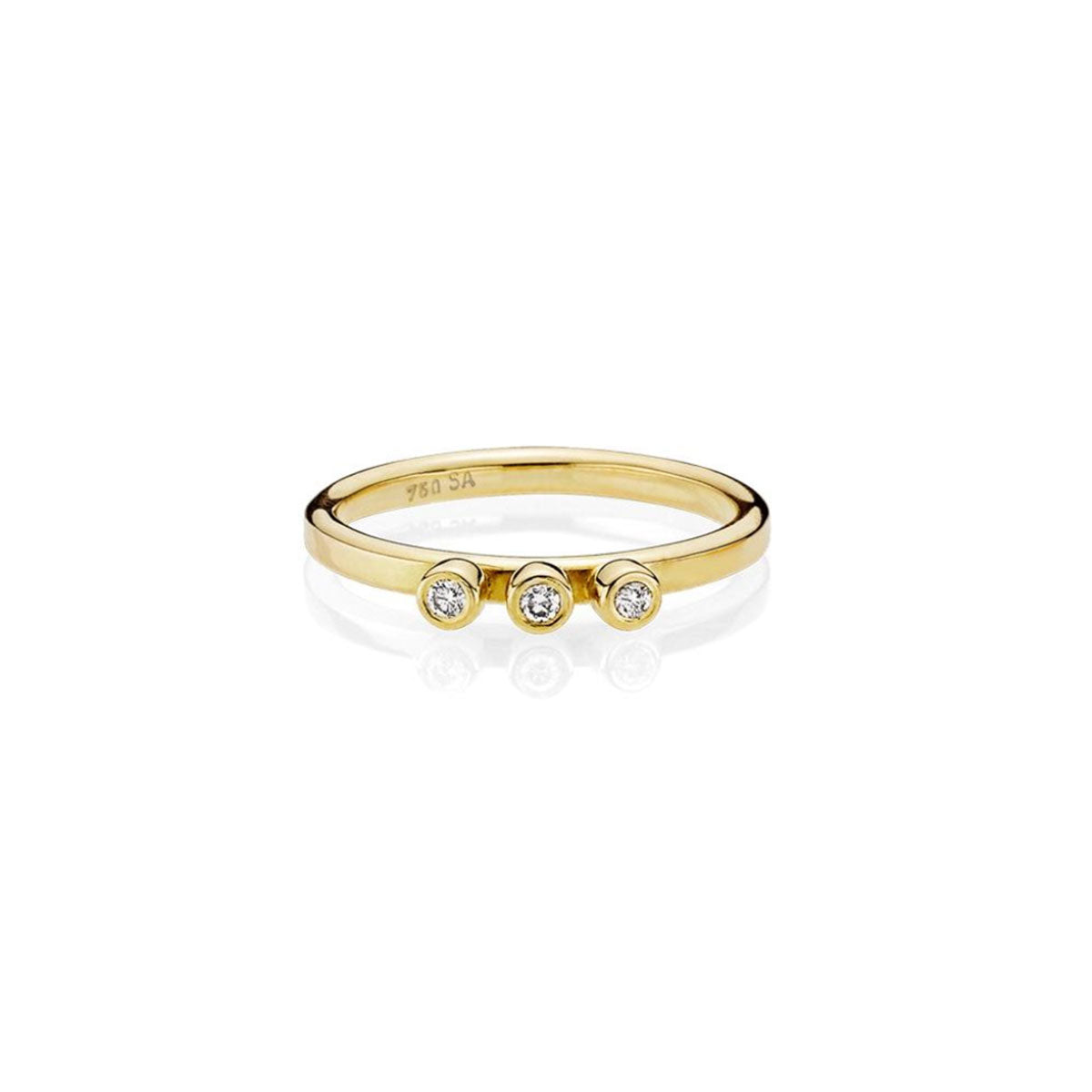Ring med tre diamantkugler