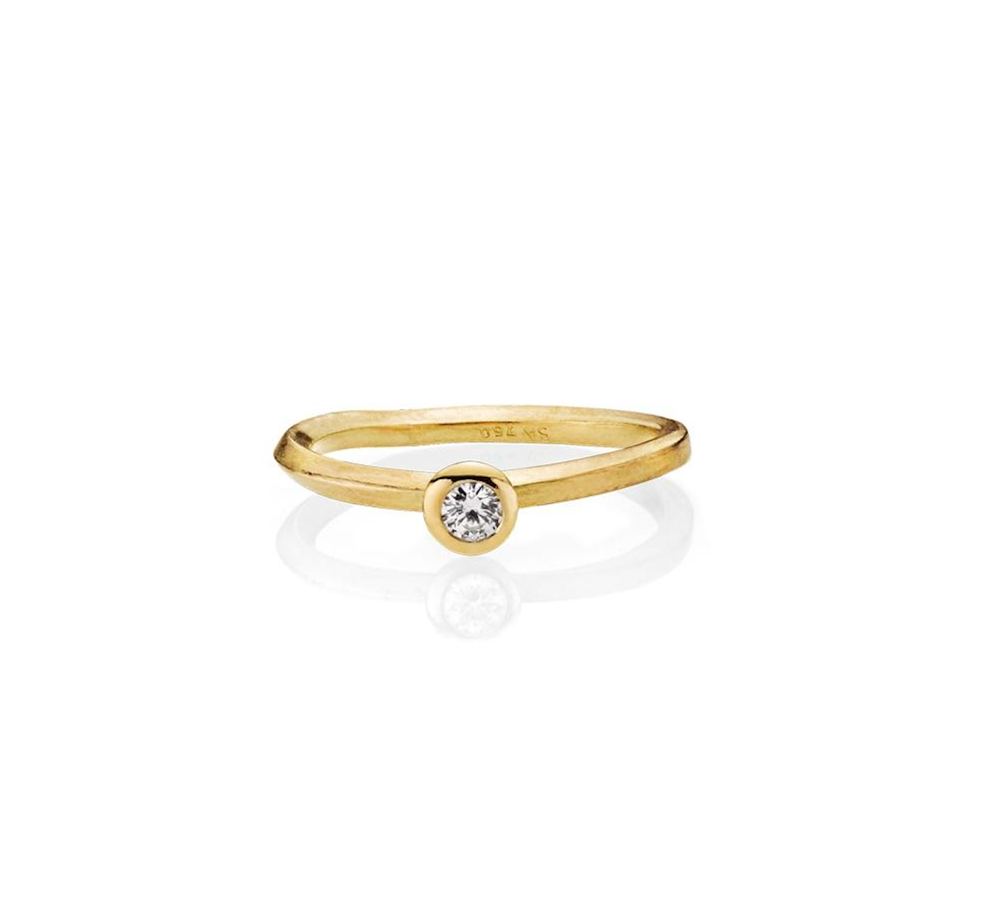 Ribbon ring med diamantkugle, 0,10ct hvid diamant