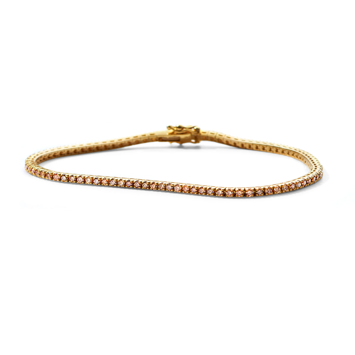 Tennisarmbånd med fancy brown / champagnefarvede diamanter
