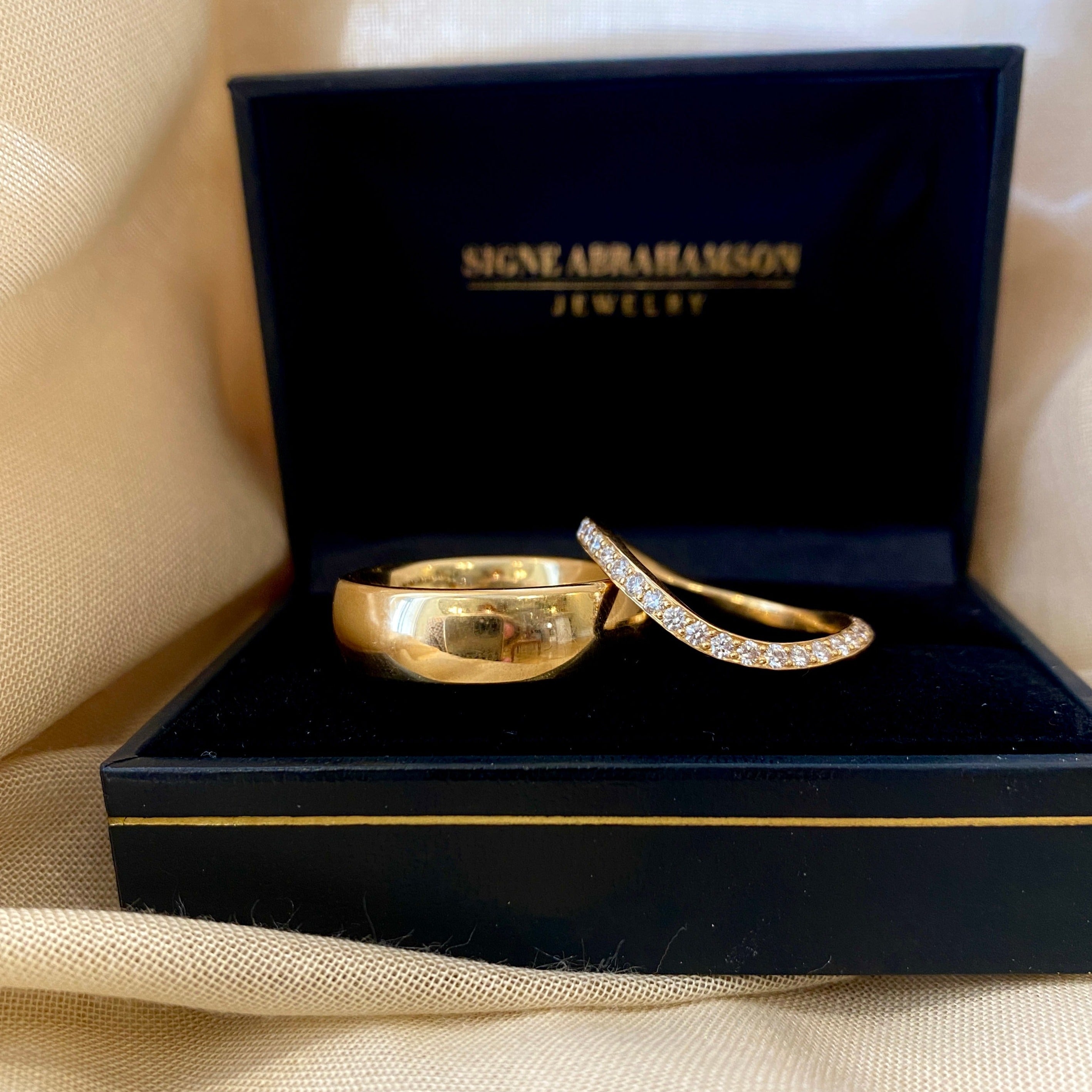VIELSESRINGE, Ribbon diamantring og Bred herrering