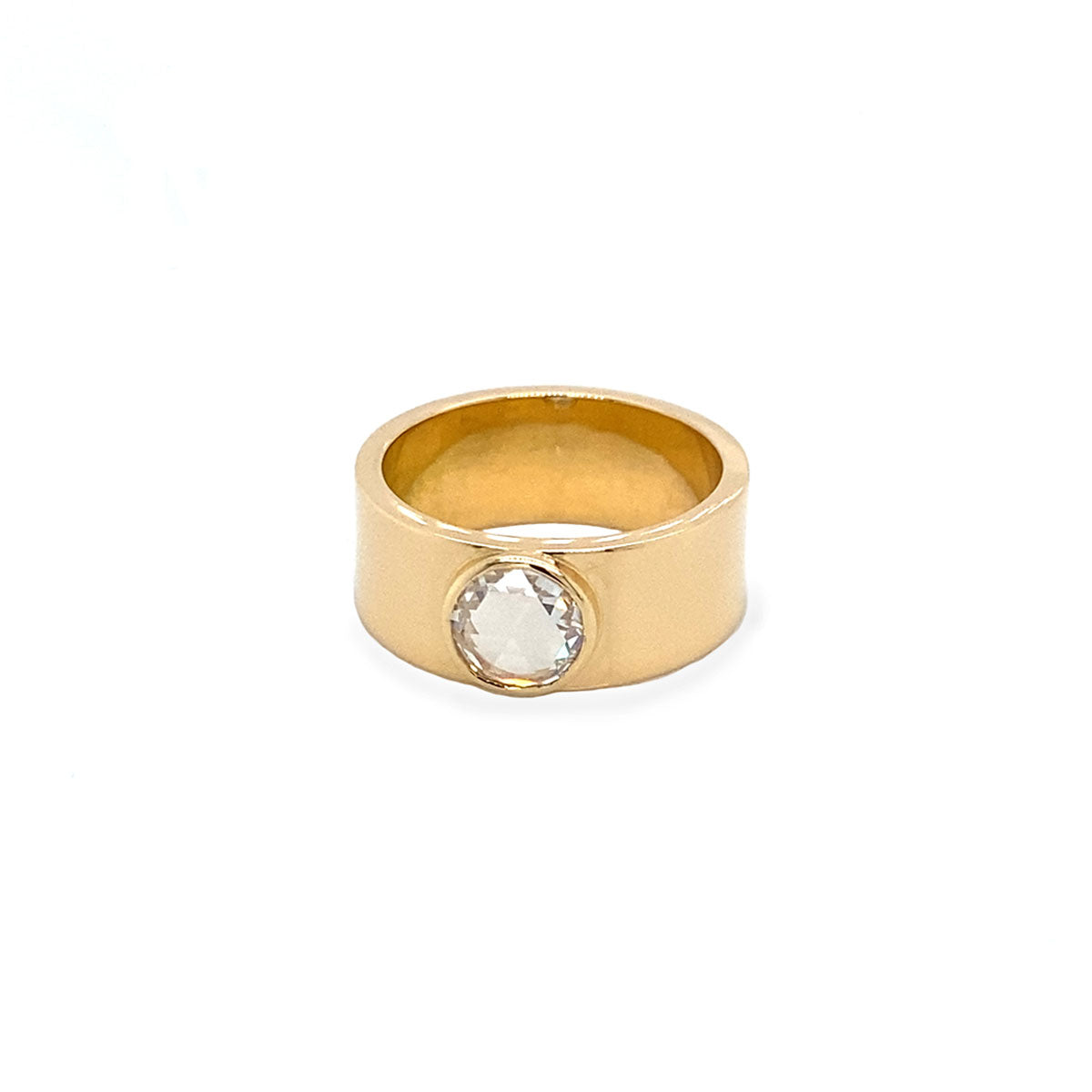 Bred ring med rosenslebet diamant, unika