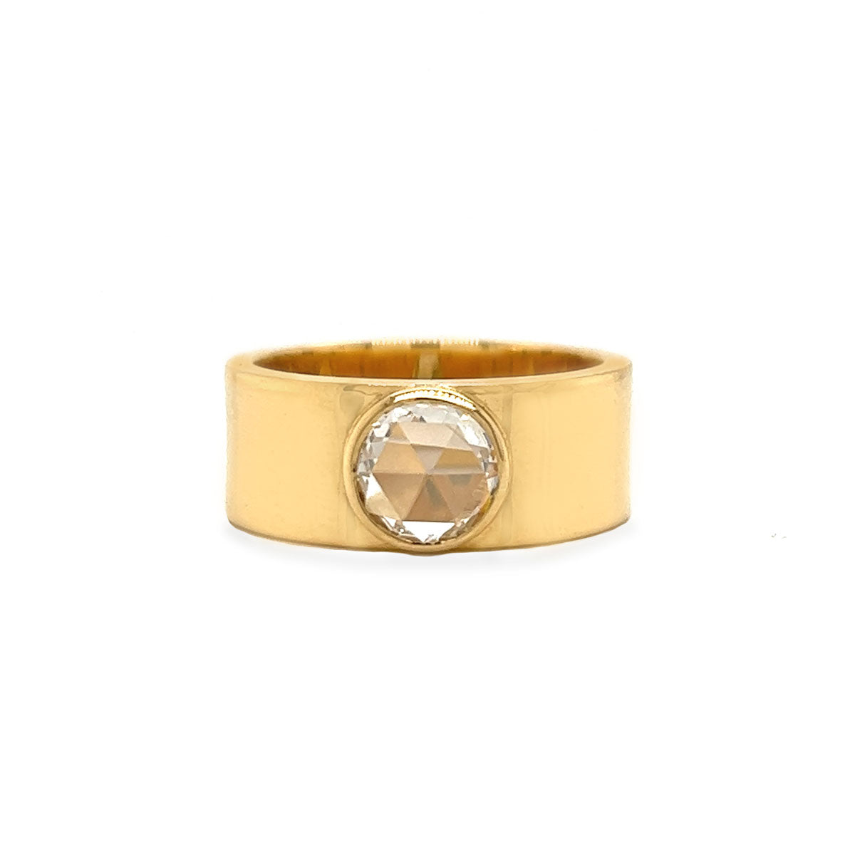 Bred ring med rosenslebet diamant, unika