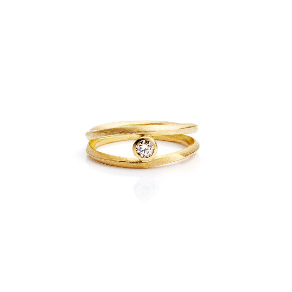 Ribbon ring, No.2, dobbelt, med champagne diamant