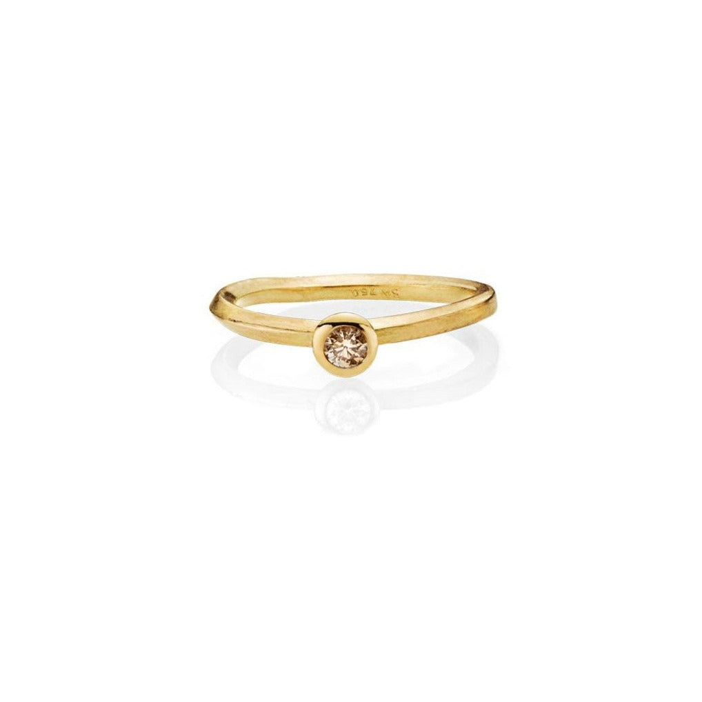 Ribbon ring med diamant, 0,10ct champagne diamant