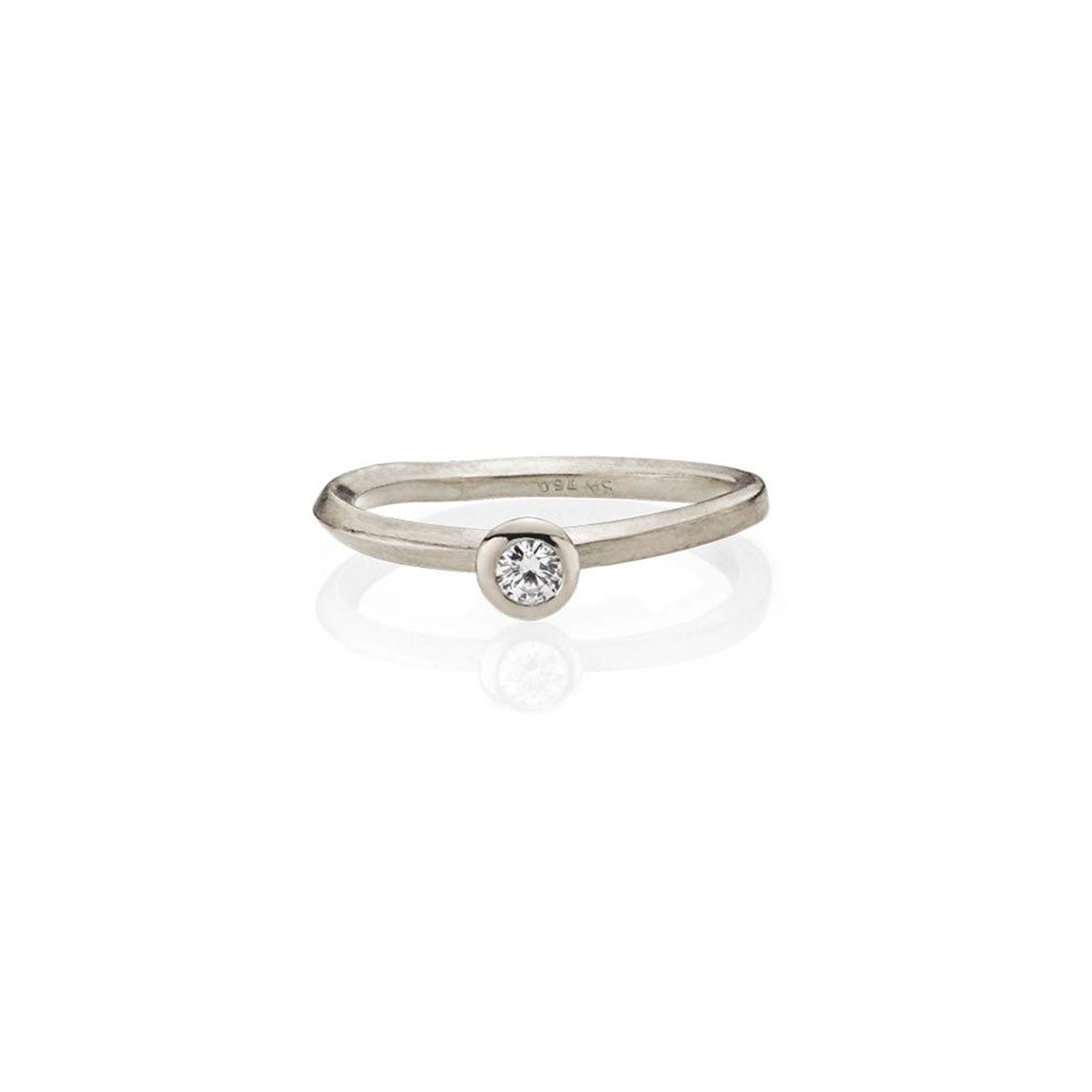Ribbon ring med diamantkugle, 0.10 ct, hvidguld