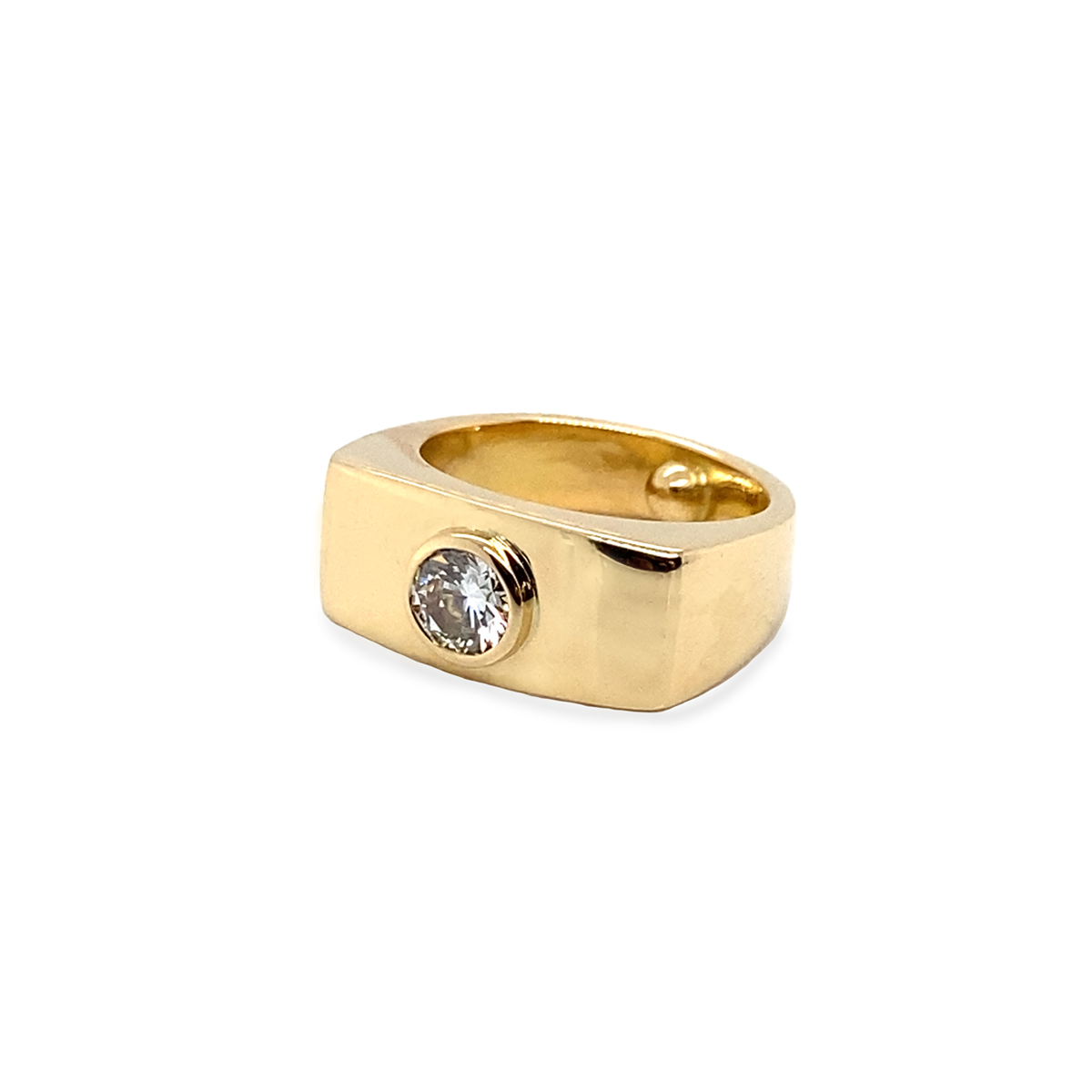 Signetring, kantet, med stor diamant