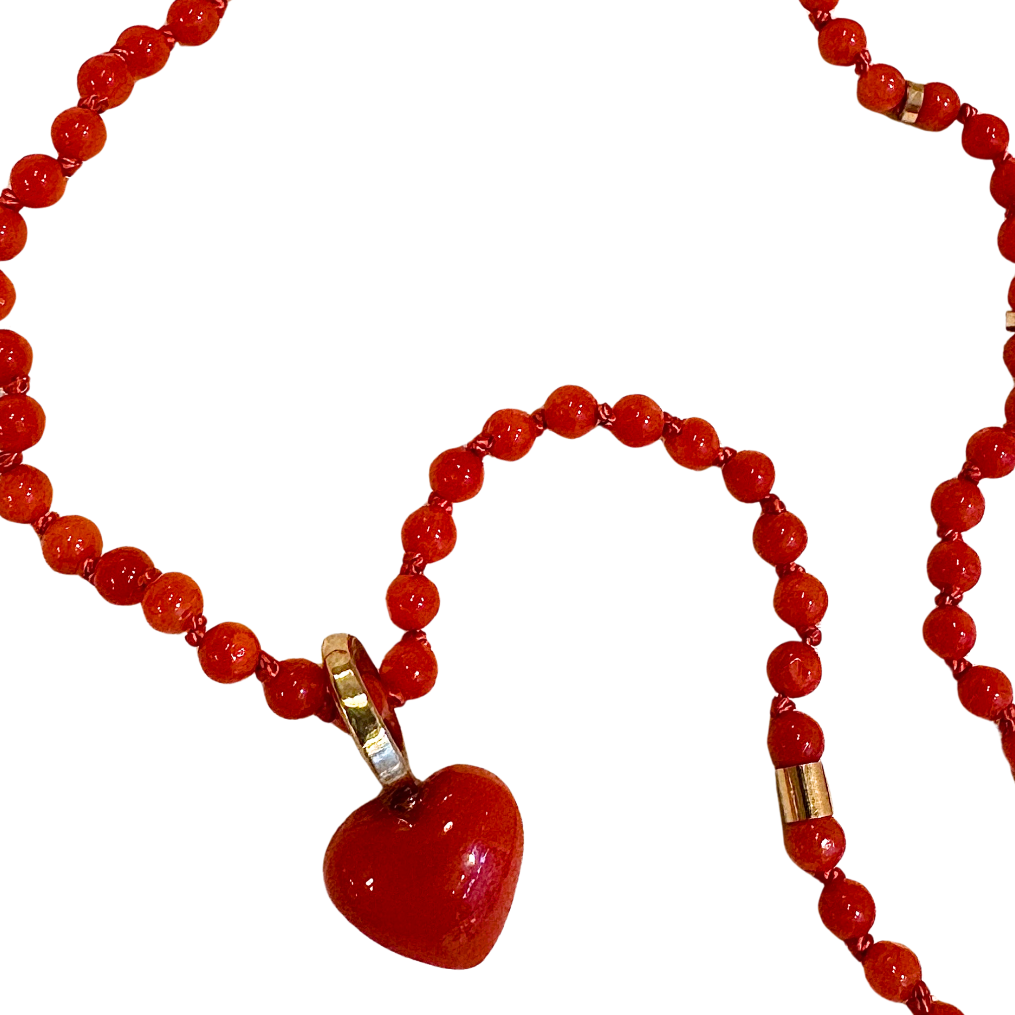 Koralkæde med guldlås og guldperler