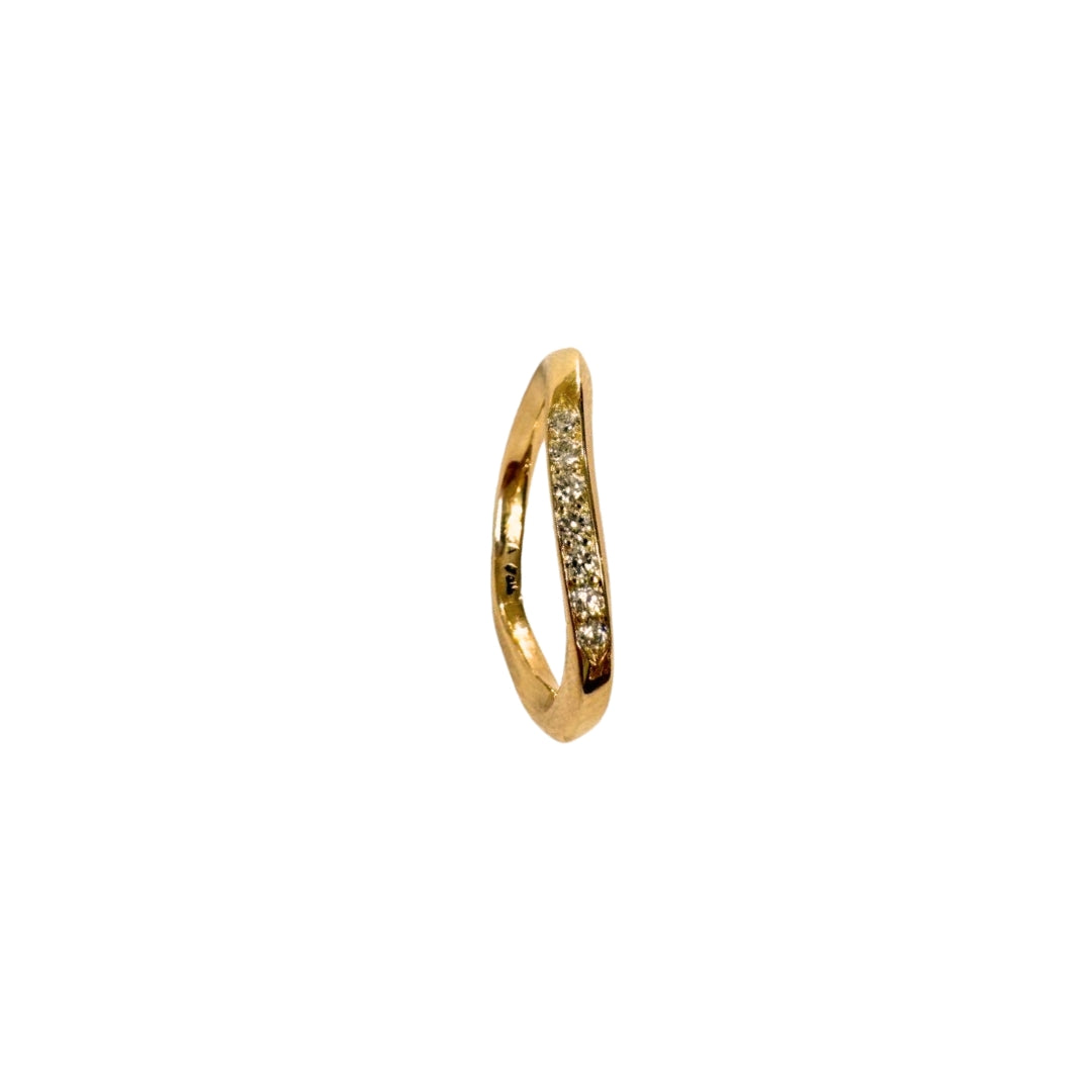 Ribbon ring med pavé diamanter, No.3, 18 karat guld