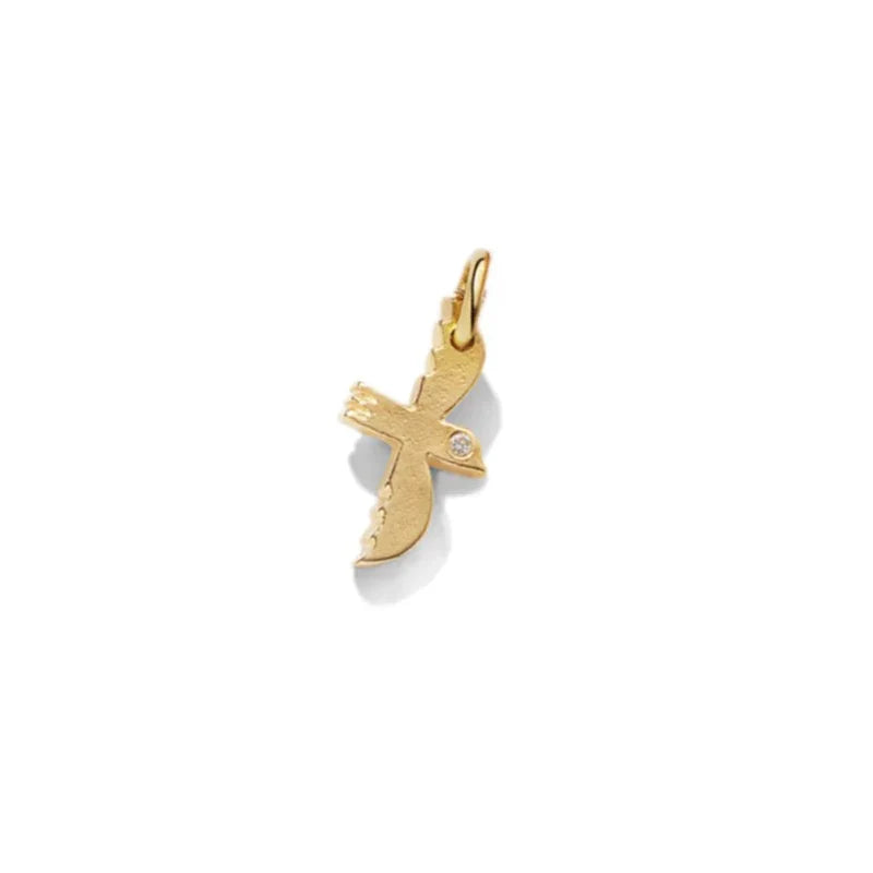 Guldfugle i 18 karat guld med hvid diamant
