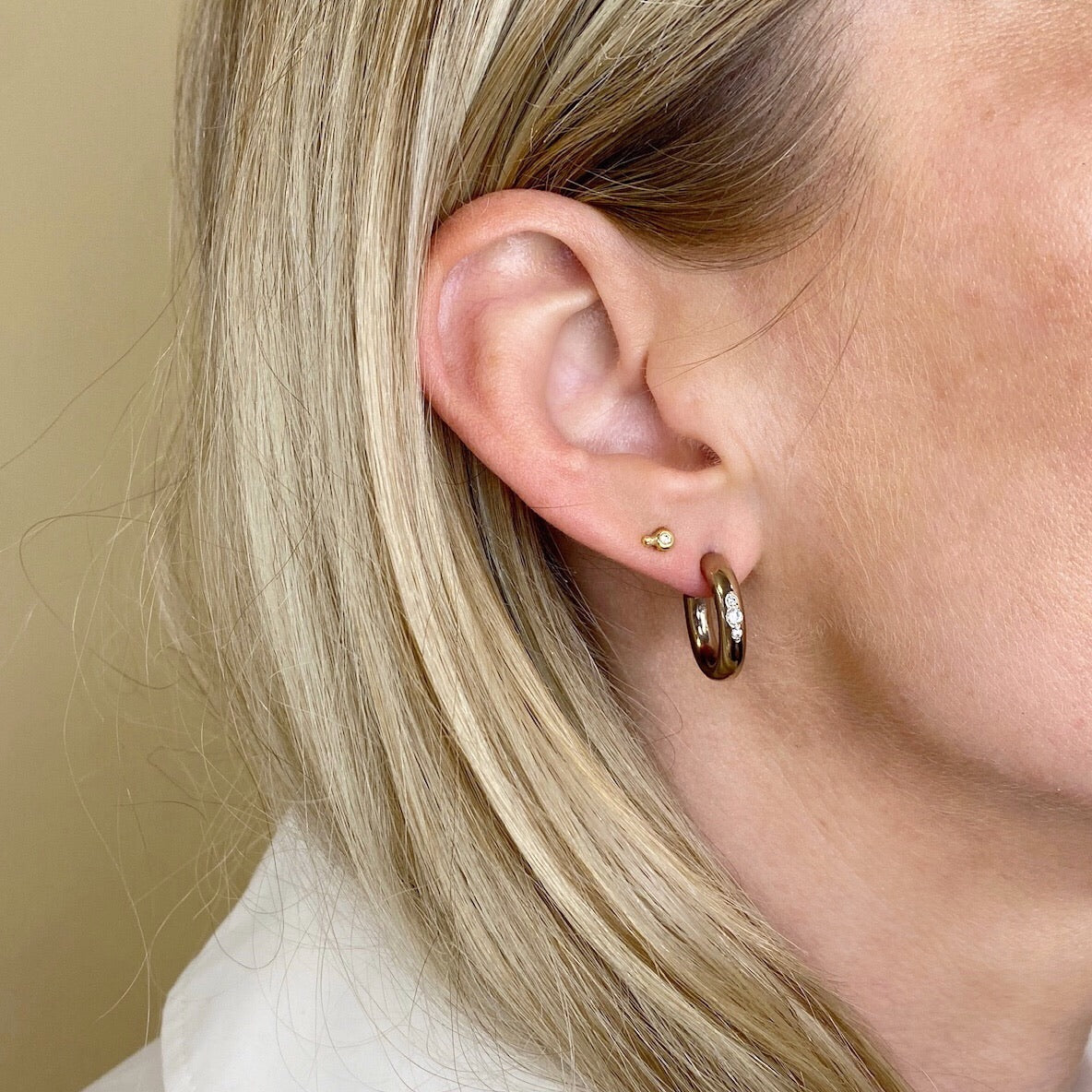 Chunky hoops with Eternity diamonds, white gold