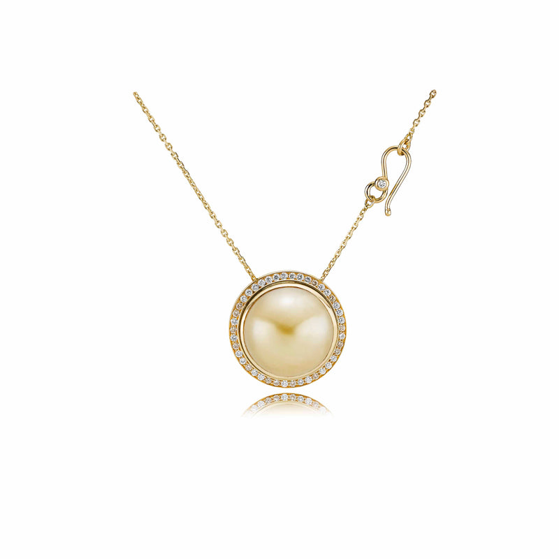 Halskæde "Share it" med South Sea perle og diamantkrans, Unika