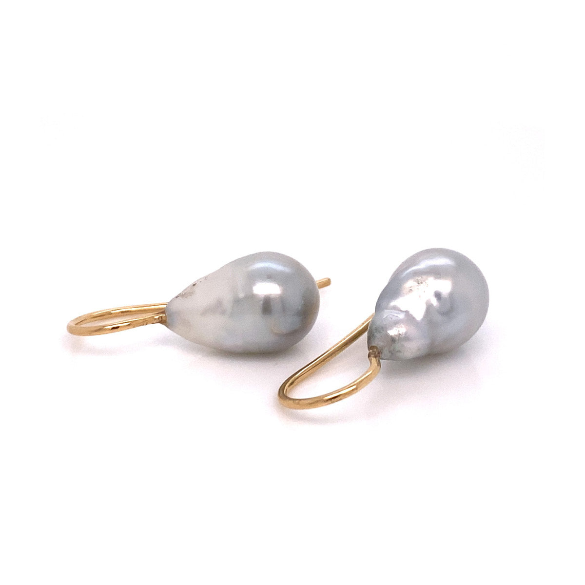 Earrings with light gray Tahitian pearls, unique