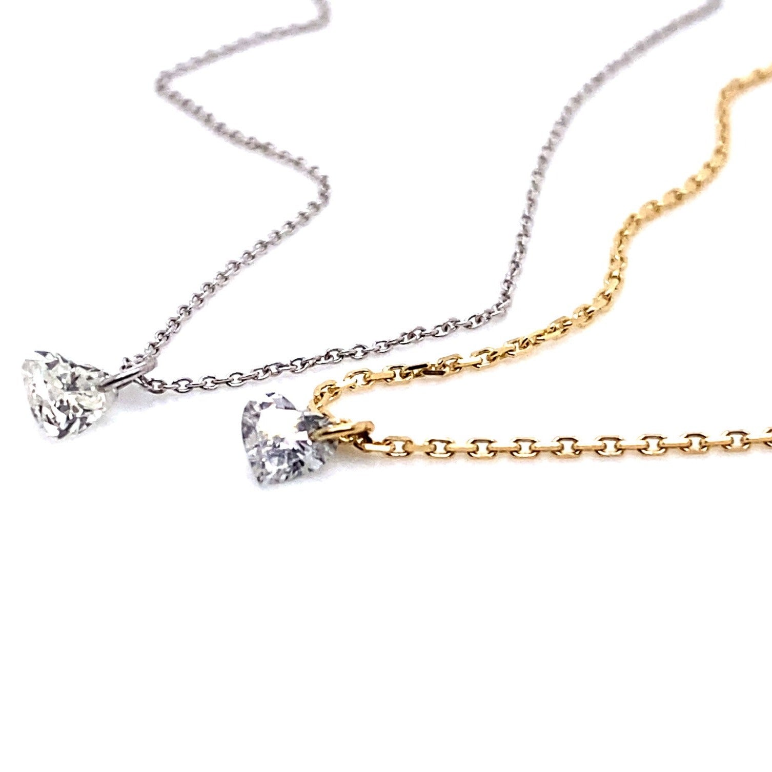 Chain with diamond heart, white gold