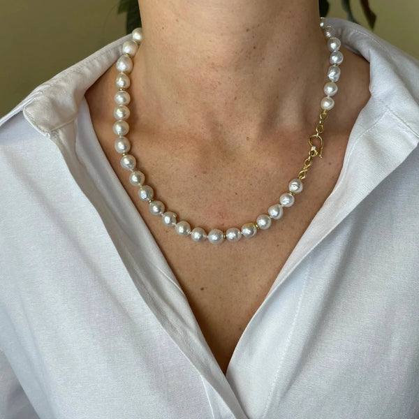 Perlekæde med South Sea perler og Eternitiy lås med diamant, unika