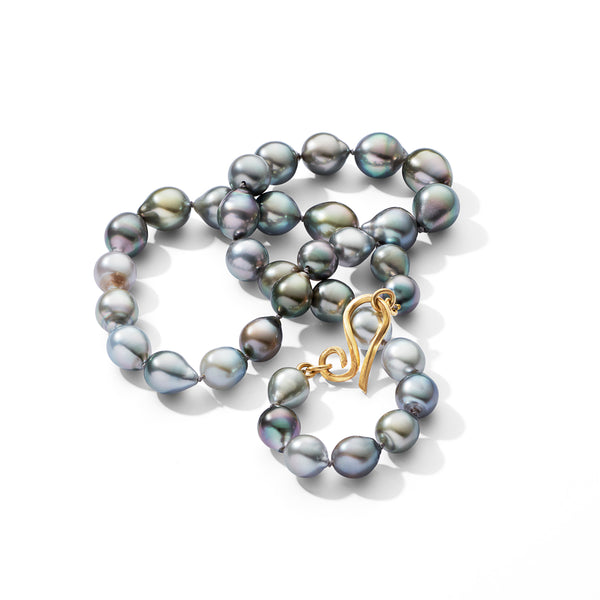 Perlekæde med Tahiti perler og Ribbon S-lås, unika