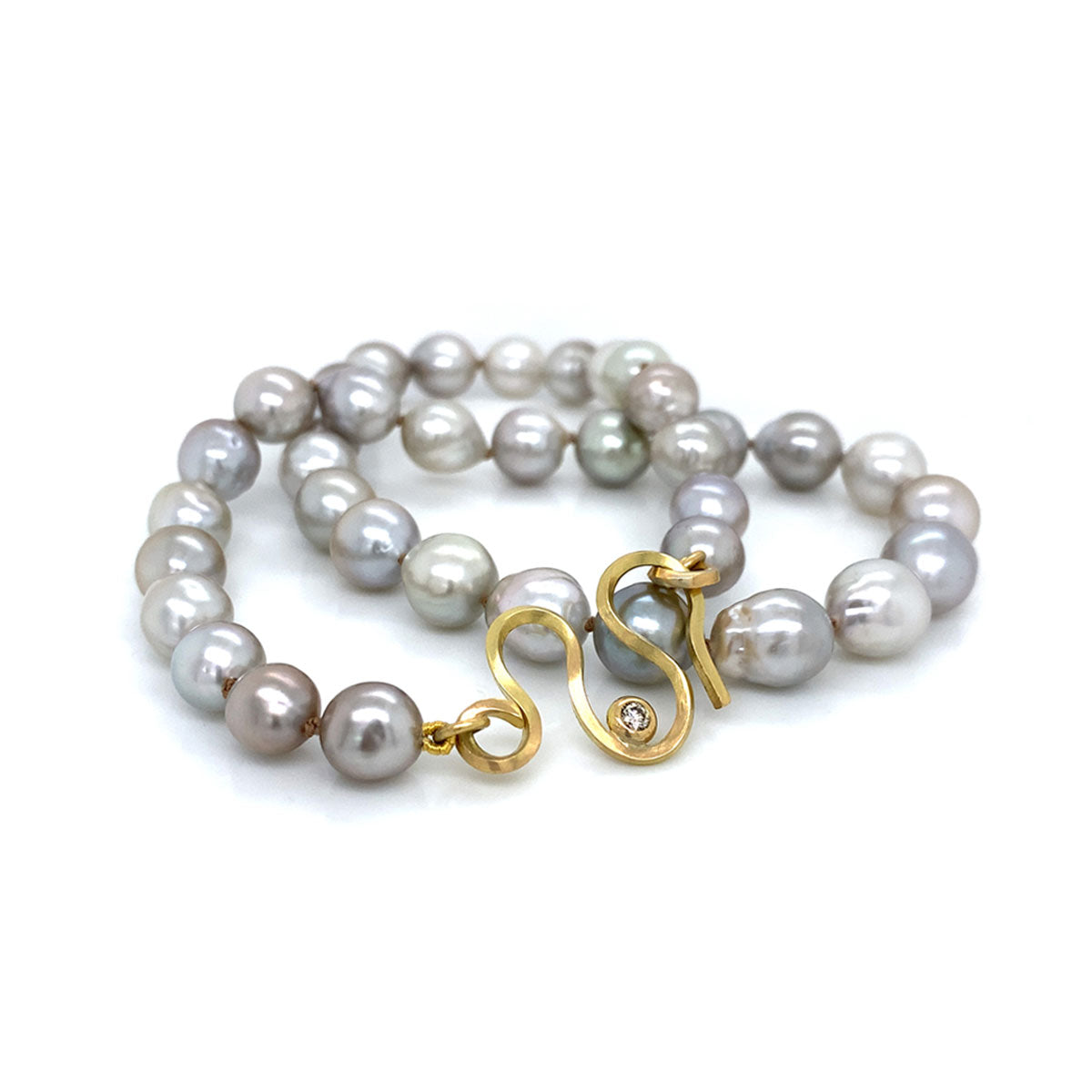 Perlekæde med Tahiti perler og Ribbon slangelås, unika